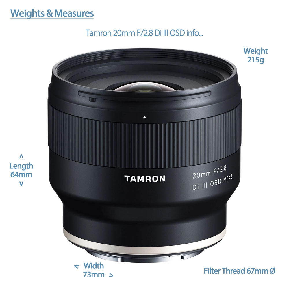 Tamron 20mm f/2.8 DI III OSD (F050) | Sony FE fit lens - Pantiles