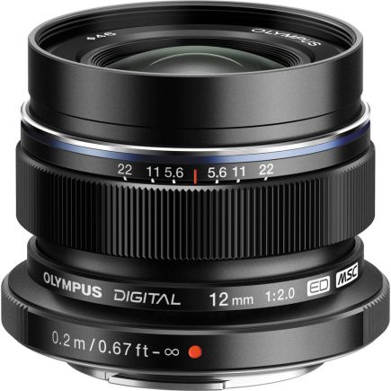 Olympus M.ZUIKO Digital ED 12mm f/2.0 (black) Wide-Angle Lens