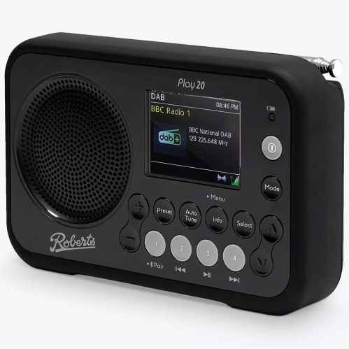 Roberts Play 20 Portable DAB+, FM & Bluetooth Radio | Black