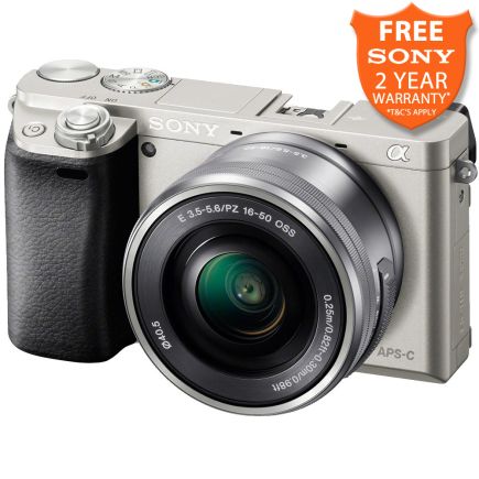 Sony Alpha 6000 Mirrorless Digital Camera with 16-50mm Lens (Silver)