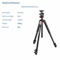 Manfrotto 055 3 Section Tripod + XPRO Ball Head - MK055XPRO3-BHQ2