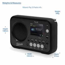 Roberts Play 20 Portable DAB+, FM & Bluetooth Radio | Black