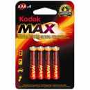 Kodak MAX AAA Alkaline 1.5v Batteries (4 Pack)